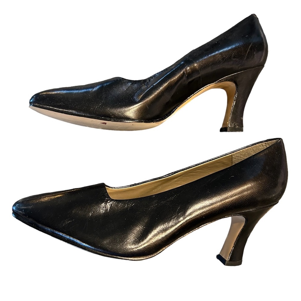 VTG YFA Bandalino Black Leather Pumps - Size 10